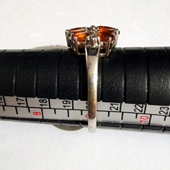 Sterling Silver Dark Orange Garnet Ring - Picture 6 of 9